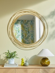 Gold Contemporary Wire 91x91cm Wall Mirror - Image 1 of 4