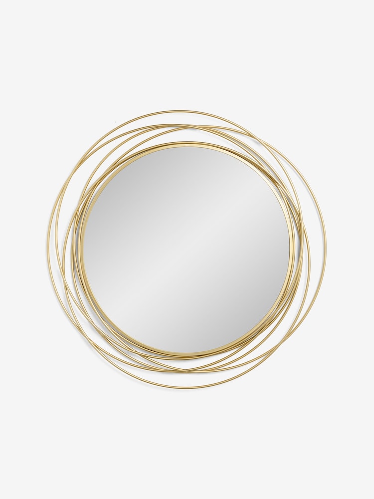 Gold Contemporary Wire 91x91cm Wall Mirror - Image 2 of 4 Gold Contemporary Wire 91x91cm Wall Mirror - Image 2 of 4