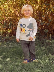JoJo Maman Bébé Natural T-Rex Appliqué Sweatshirt - Image 1 of 5