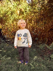 JoJo Maman Bébé Natural T-Rex Appliqué Sweatshirt - Image 3 of 5