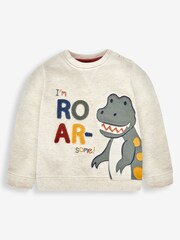 JoJo Maman Bébé Natural T-Rex Appliqué Sweatshirt - Image 4 of 5