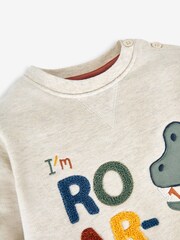 JoJo Maman Bébé Natural T-Rex Appliqué Sweatshirt - Image 5 of 5