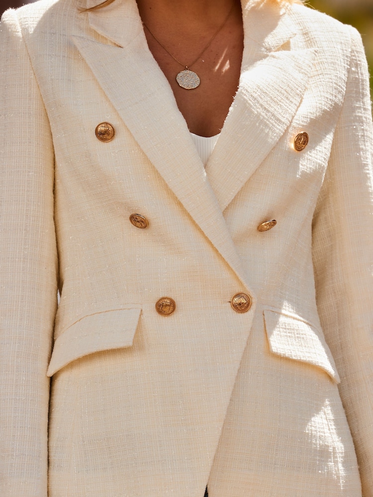 Sosandar Cream Boucle Military Blazer - Image 5 of 5