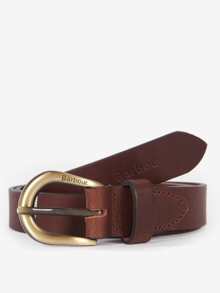 Barbour® Brown Allanton Thin Leather Belt - Image 1 of 2