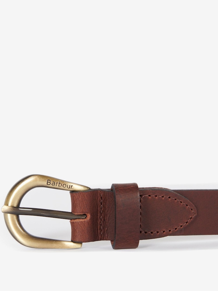 Barbour® Brown Allanton Thin Leather Belt - Image 2 of 2 Barbour® Brown Allanton Thin Leather Belt - Image 2 of 2
