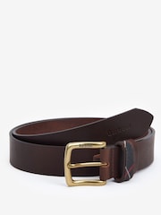 Barbour® Brown Esk Leather Tartan Loop Belt - Image 1 of 6
