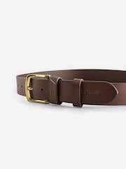 Barbour® Brown Esk Leather Tartan Loop Belt - Image 2 of 6