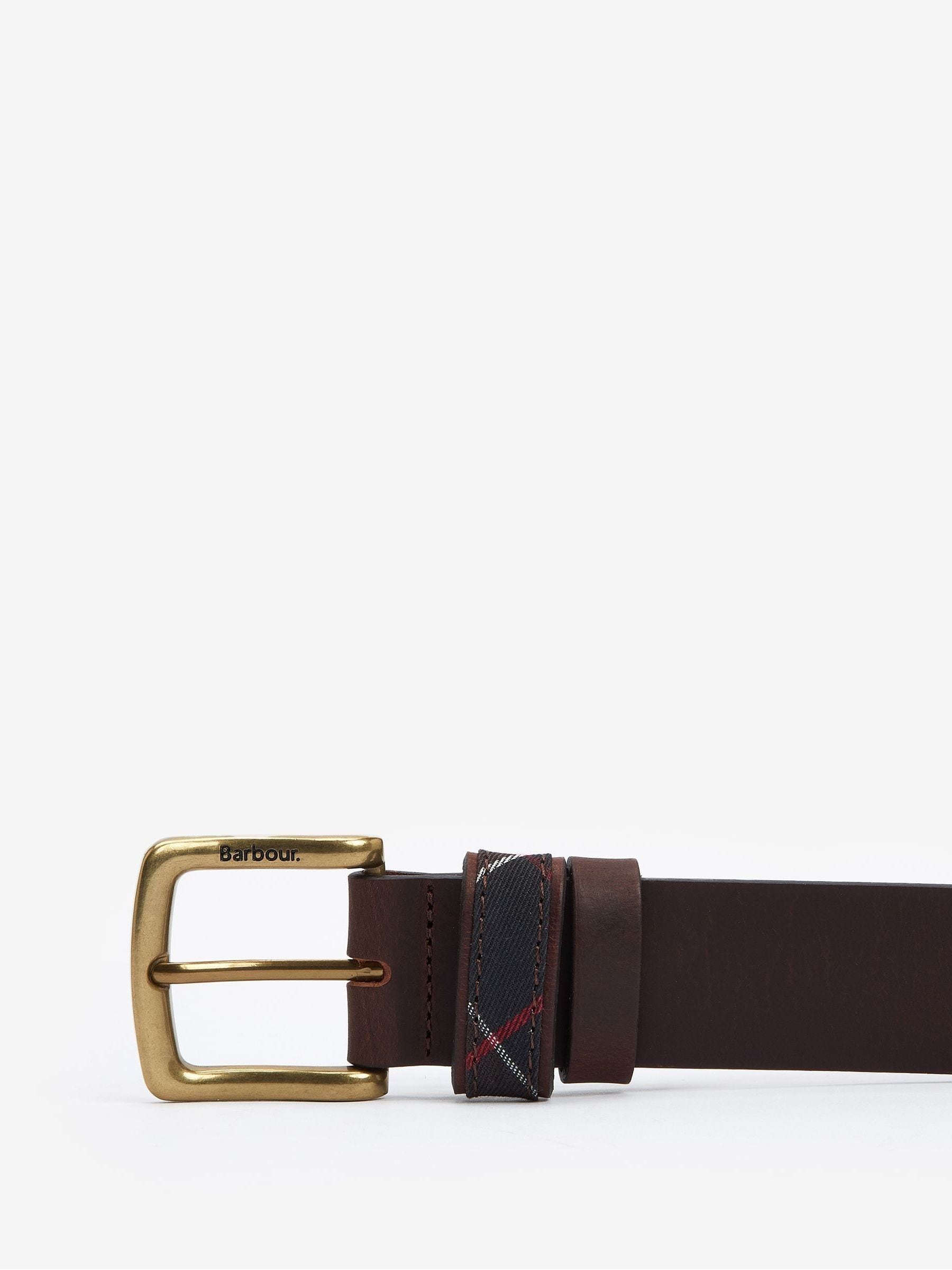 Barbour brown leather belt discount