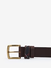 Barbour® Brown Esk Leather Tartan Loop Belt - Image 3 of 6
