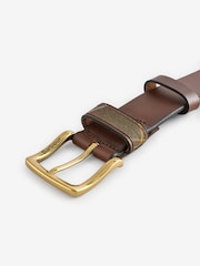 Barbour® Brown Esk Leather Tartan Loop Belt - Image 6 of 6