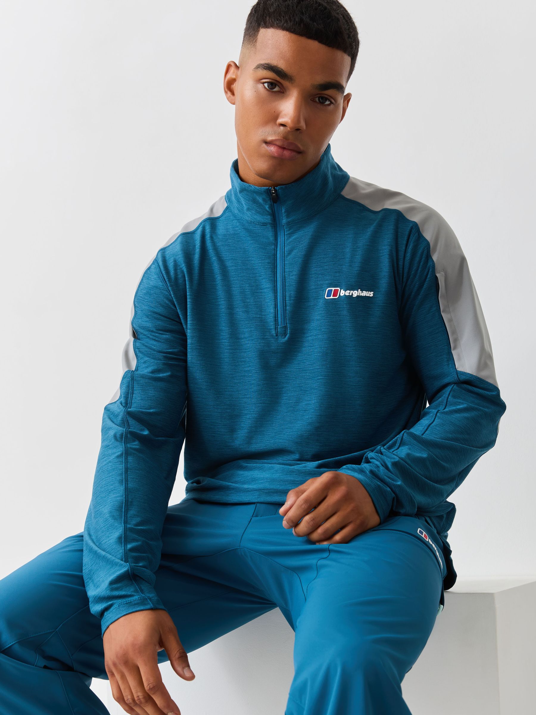 Berghaus Men's Bleu Long Sleeve ½ Zip T-Shirt Farndale+ - Image 2