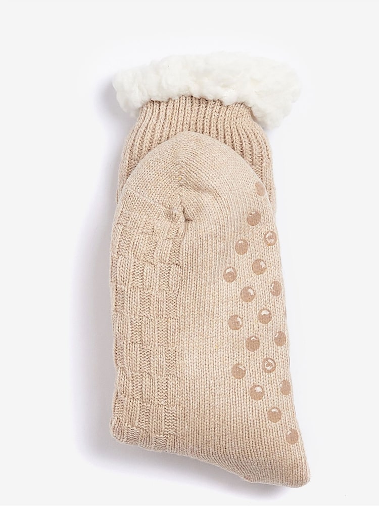 Barbour® Beige Cable Knit Lounge Socks - Image 2 of 4