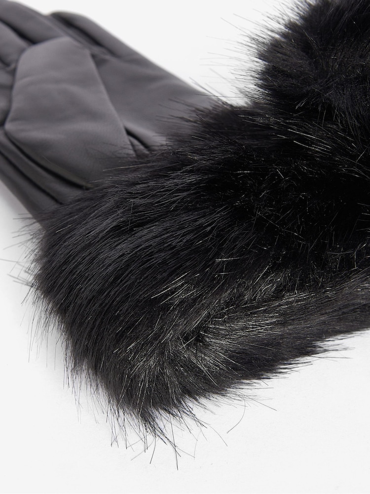 Barbour® Black Trimmed Leather Gloves - Image 2 of 3