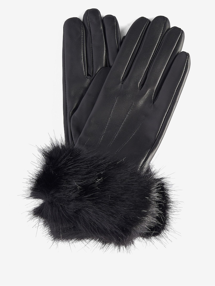 Barbour® Black Trimmed Leather Gloves - Image 3 of 3 Barbour® Black Trimmed Leather Gloves - Image 3 of 3