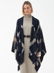 Barbour® Navy Blair Windowpane Cape Serape Scarf - Image 1 of 4