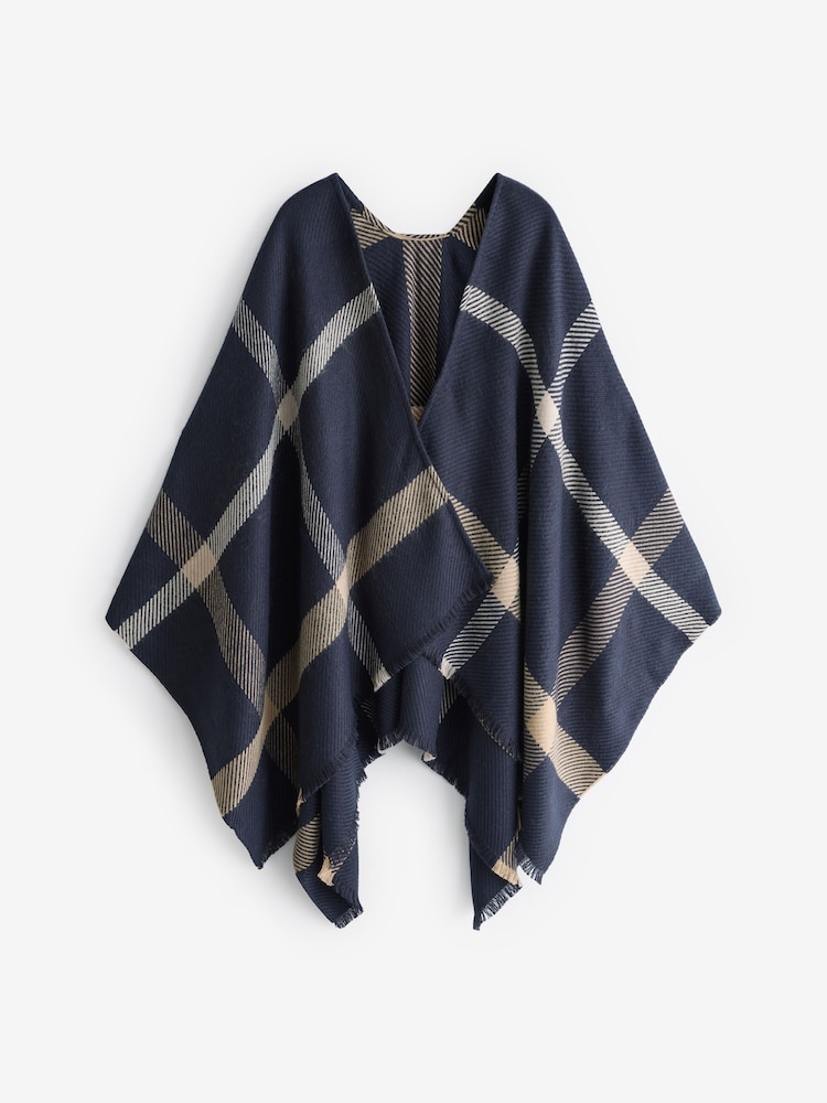 Barbour® Navy Blair Windowpane Cape Serape Scarf - Image 2 of 4