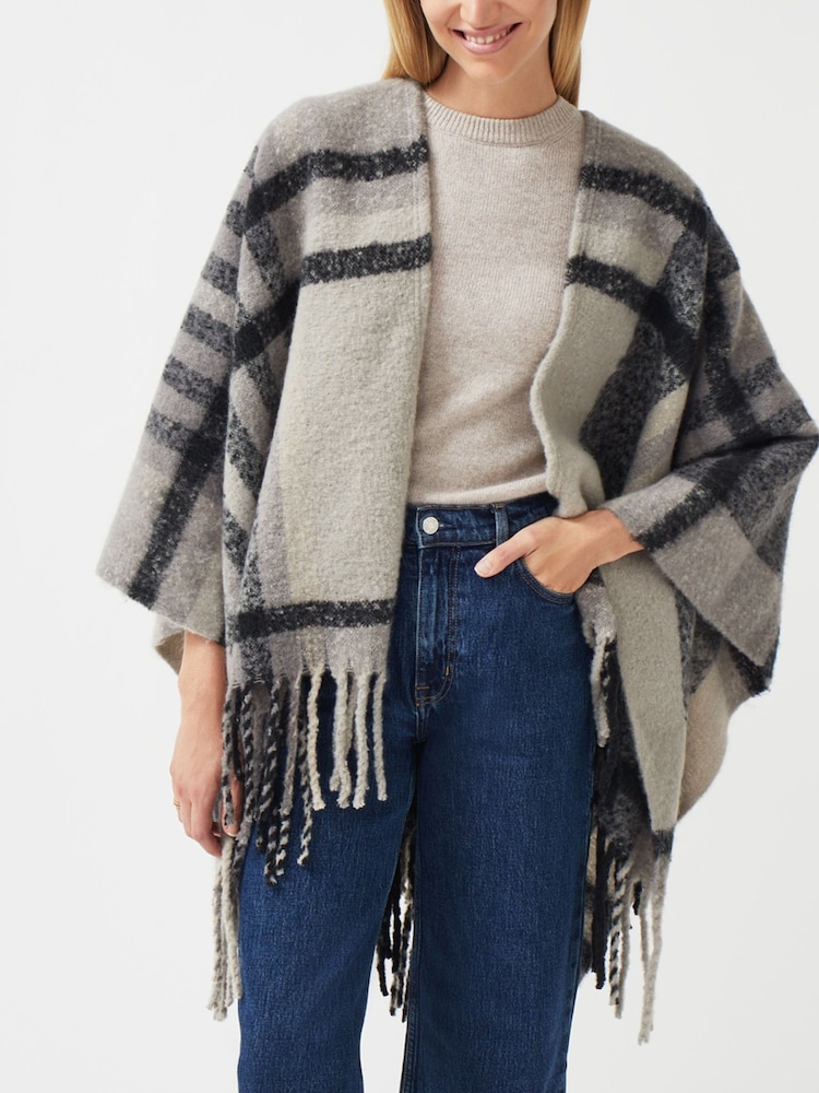 Radley Fluffy Check Black Poncho - Image 1 of 4