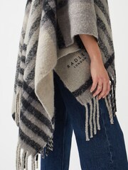 Radley Fluffy Check Black Poncho - Image 3 of 4