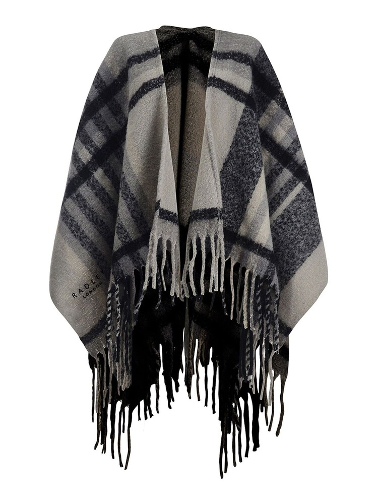 Radley Fluffy Check Black Poncho - Image 4 of 4