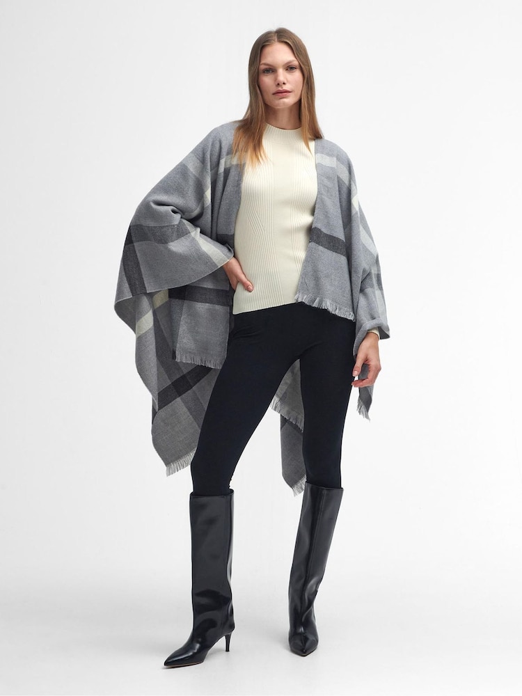 Barbour® Grey Blair Windowpane Cape Serape Scarf - Image 1 of 5