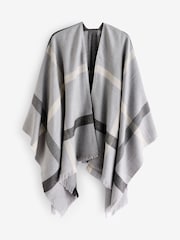 Barbour® Grey Blair Windowpane Cape Serape Scarf - Image 2 of 5
