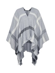 Barbour® Grey Blair Windowpane Cape Serape Scarf - Image 3 of 5