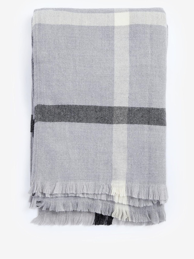 Barbour® Grey Blair Windowpane Cape Serape Scarf - Image 5 of 5