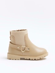 River Island Brown Girls Heart Strap Chelsea Boots - Image 1 of 4