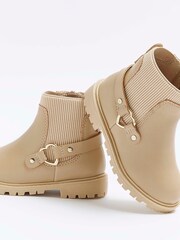 River Island Brown Girls Heart Strap Chelsea Boots - Image 3 of 4
