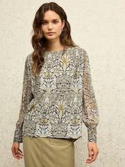 Morris & Co Snakeshead Long Sleeve Crew Neck Cuff Blouse - Image 1 of 6