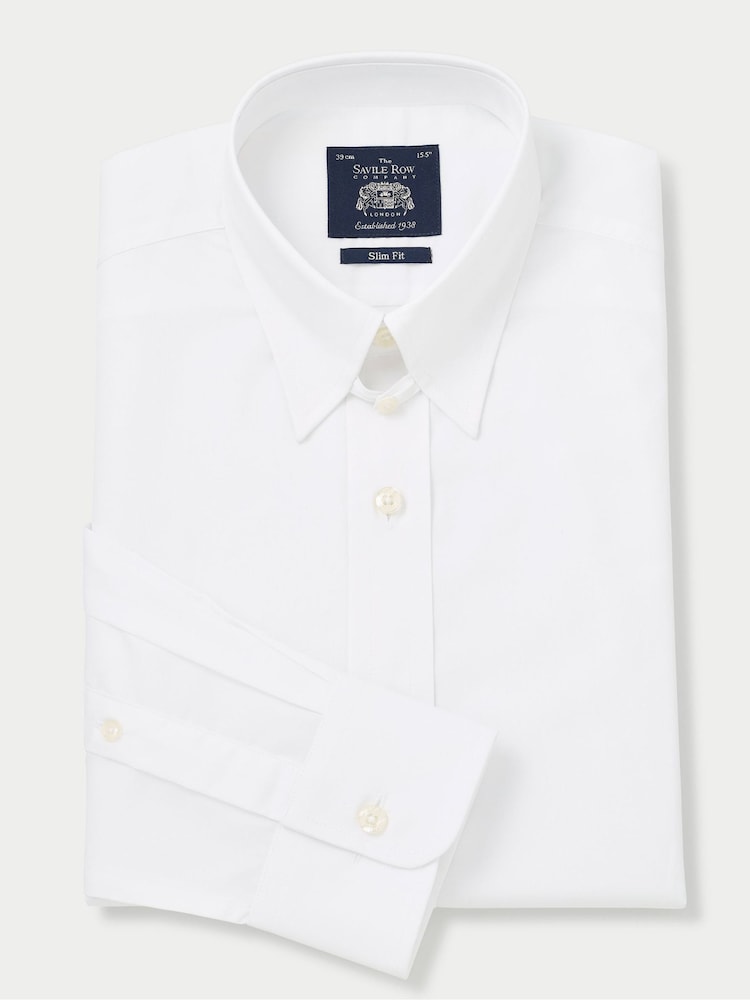 Savile Row Company Tab Collar тонкий фіт Single Cuff 100% Cotton White Shirt - Image 3 of 4