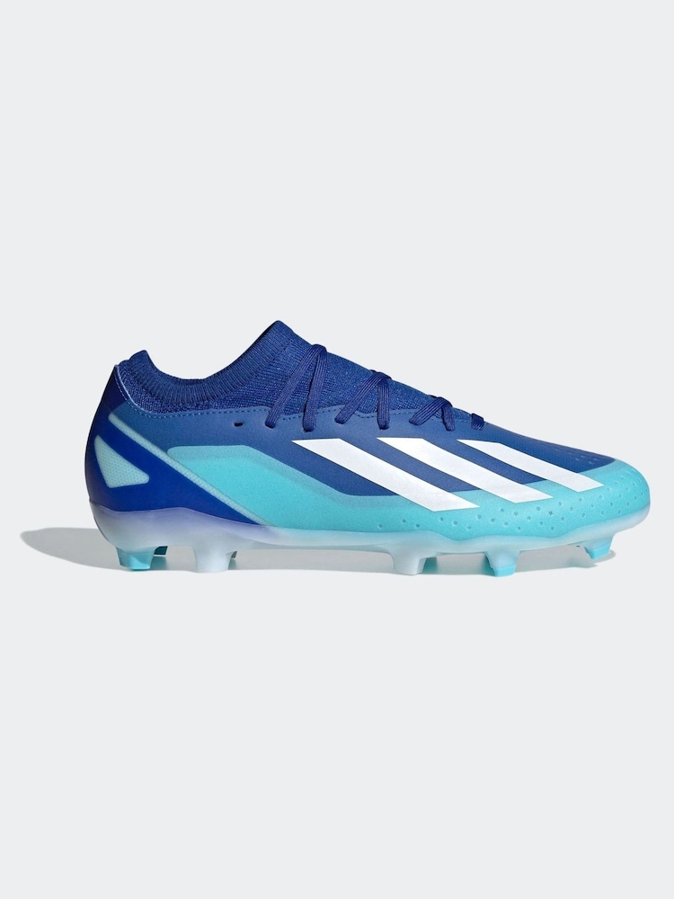 adidas Blue/White X Crazyfast.3 Firm Ground Football Boots - Image 1 of 12