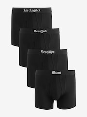Black City Names Waistband 4 pack A-Front Boxers - Image 1 of 7