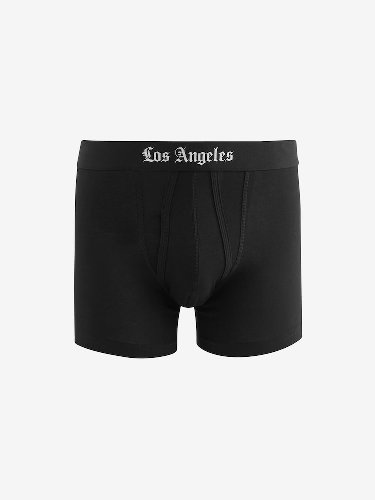 Black City Names Waistband 4 pack A-Front Boxers - Image 4 of 7