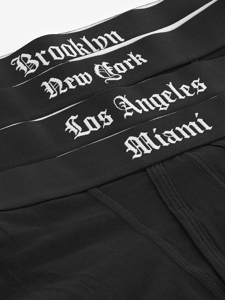 Black City Names Waistband 4 pack A-Front Boxers - Image 7 of 7