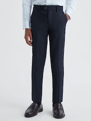 Reiss Navy Hope 9-14 yrs Wool Blend Adjustable Trousers - Image 1 of 6