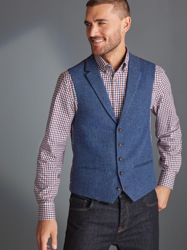 Bright Blue Nova Fides Wool Blend Waistcoat - Image 1 of 9