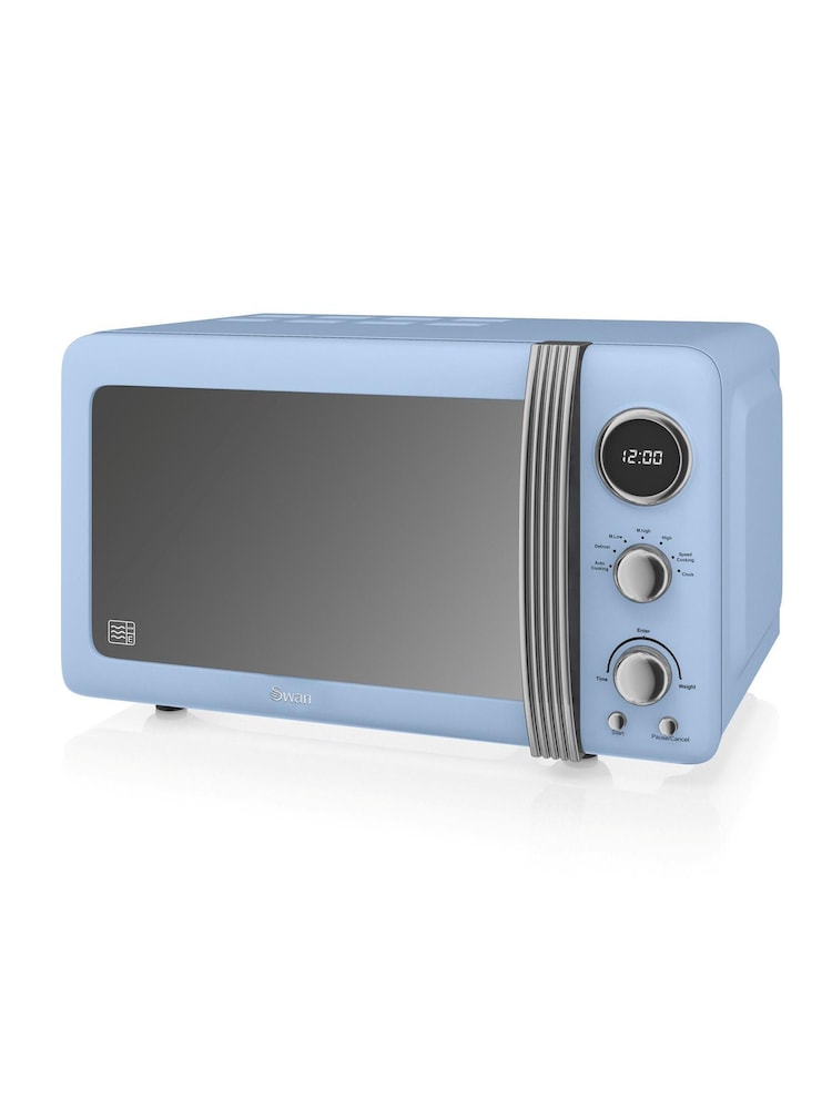 Swan Blue 800W Retro Digital Microwave - Image 1 of 1