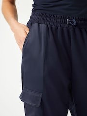 Navy Blue Satin Mix Jersey Parachute Cargo Trousers - Image 4 of 6