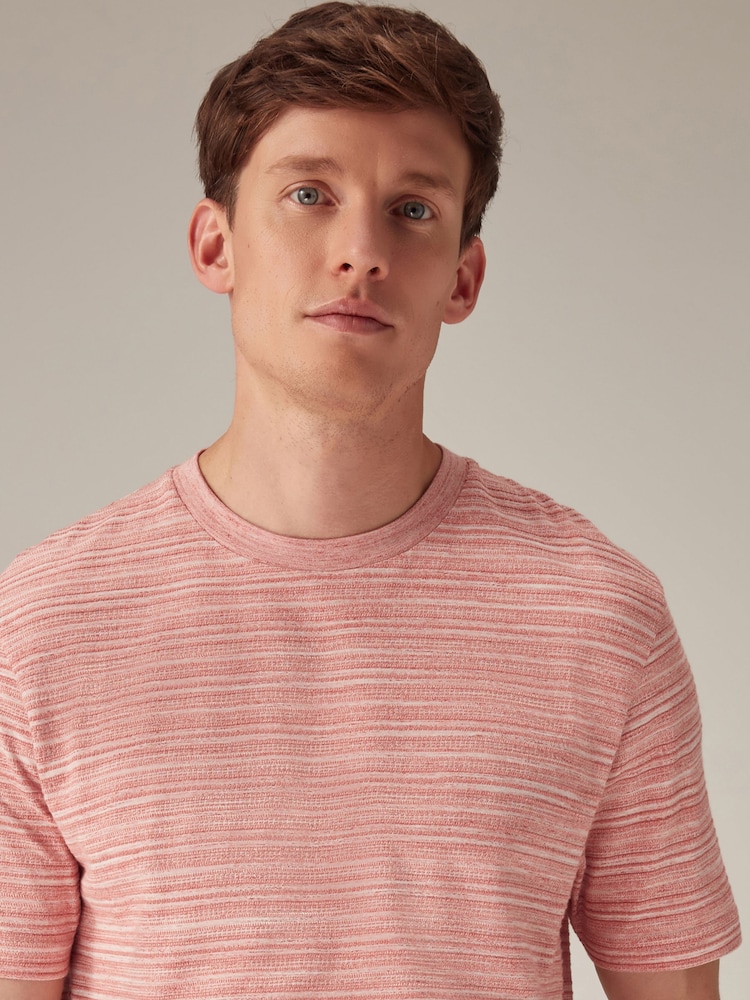 Coral Pink Textured T-Shirt - Image 1 of 9