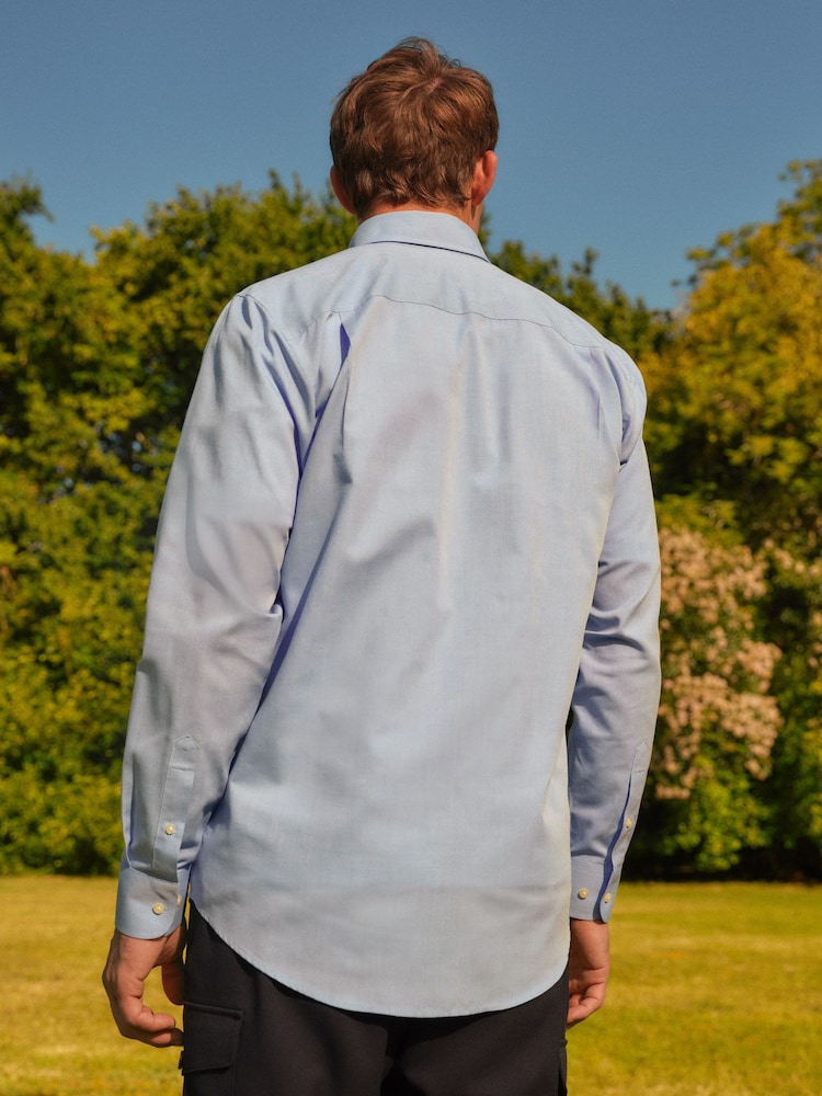 Light Blue Regular Fit Easy Care Oxford Shirt - Image 3 of 6