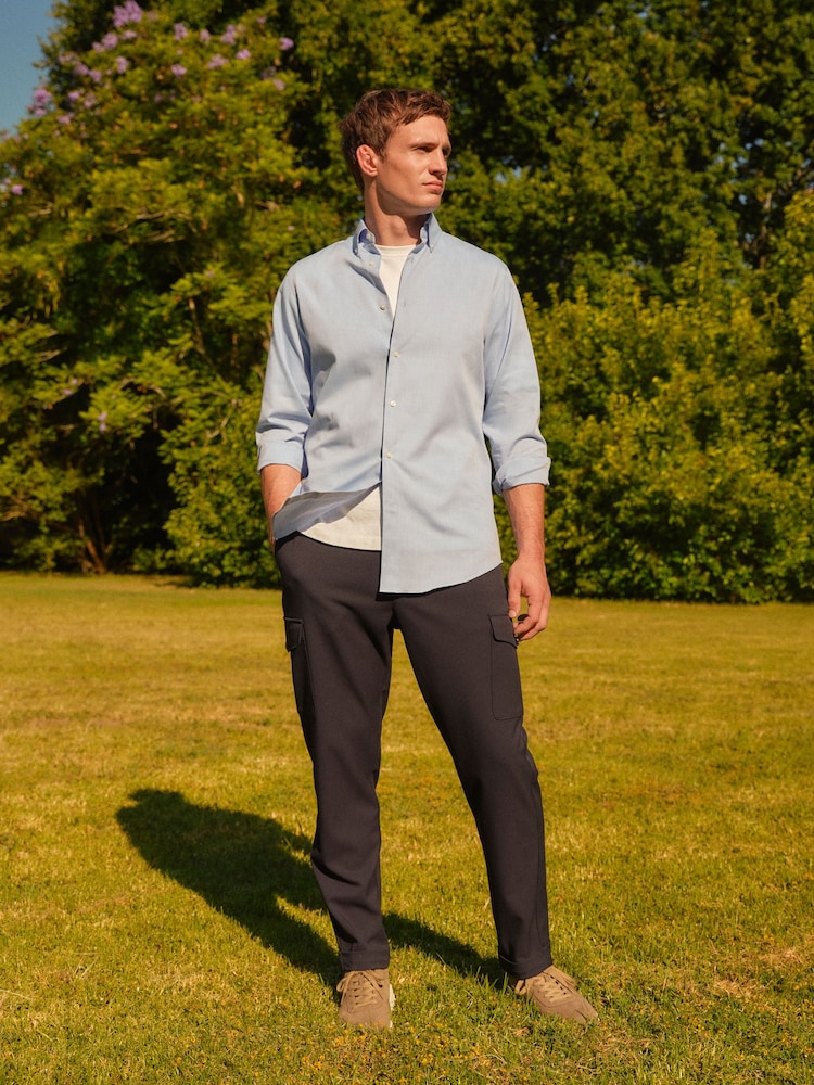 Light Blue Regular Fit Easy Care Oxford Shirt - Image 4 of 6