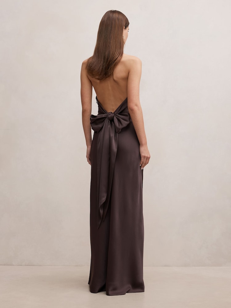 Forever New Brown Drew Halter Neck Back Tie Maxi Dress - Image 2 of 4 Forever New Brown Drew Halter Neck Back Tie Maxi Dress - Image 2 of 4