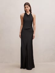 Forever New Black Drew Halter Neck Back Tie Maxi Dress - Image 1 of 4