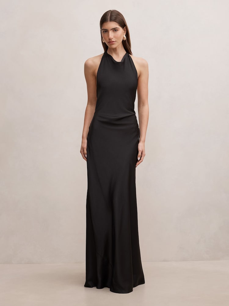 Forever New Black Drew Halter Neck Back Tie Maxi Dress - Image 1 of 4 Forever New Black Drew Halter Neck Back Tie Maxi Dress - Image 1 of 4