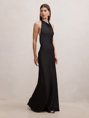 Forever New Black Drew Halter Neck Back Tie Maxi Dress - Image 4 of 4