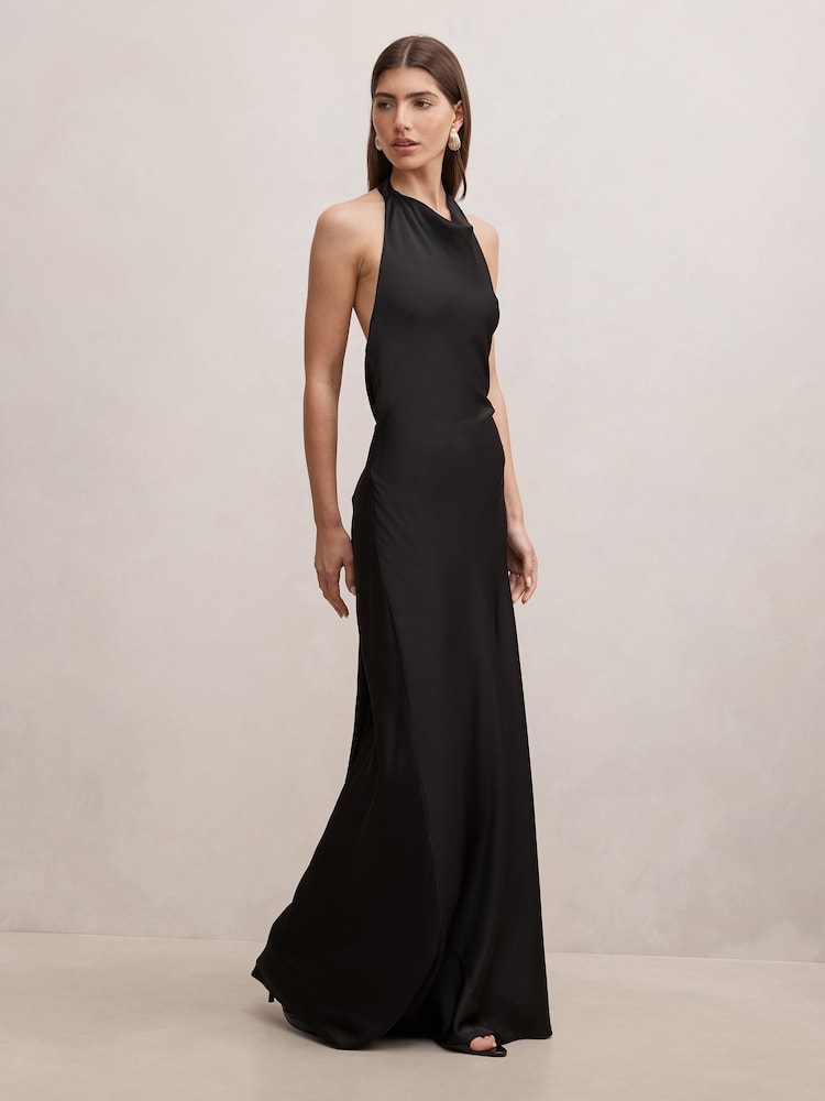 Forever New Black Drew Halter Neck Back Tie Maxi Dress - Image 4 of 4 Forever New Black Drew Halter Neck Back Tie Maxi Dress - Image 4 of 4