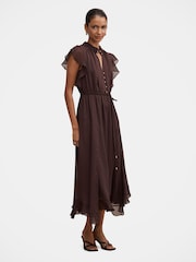 Forever New Brown Maxwell Petite Flutter Sleeves Midi Dress - Image 4 of 4