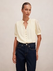 Forever New Yellow Leighton Short Sleeves Blouse - Image 1 of 5