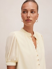 Forever New Yellow Leighton Short Sleeves Blouse - Image 3 of 5